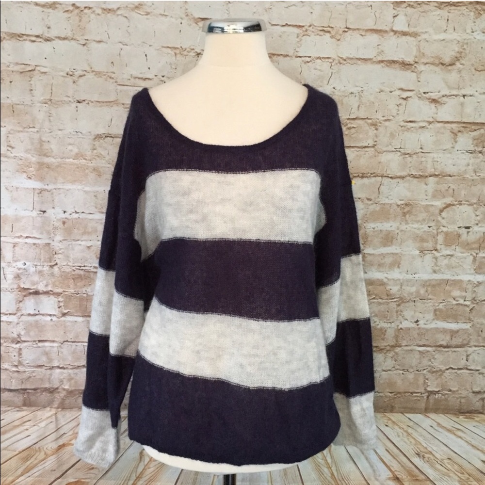 Free People Stripe Off the Shoulder Sweater